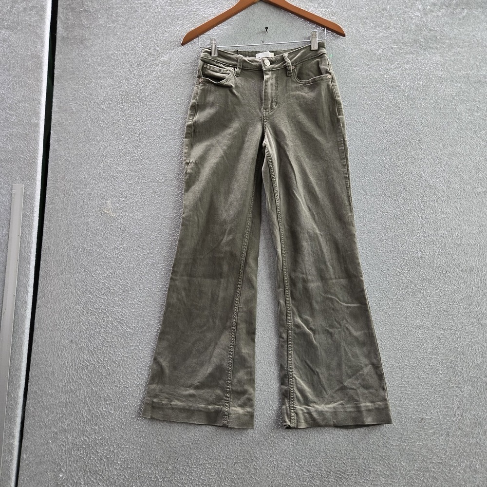 Shyanne Women Pants 28X34 Olive Green Wide-Leg Flared 28" Inseam